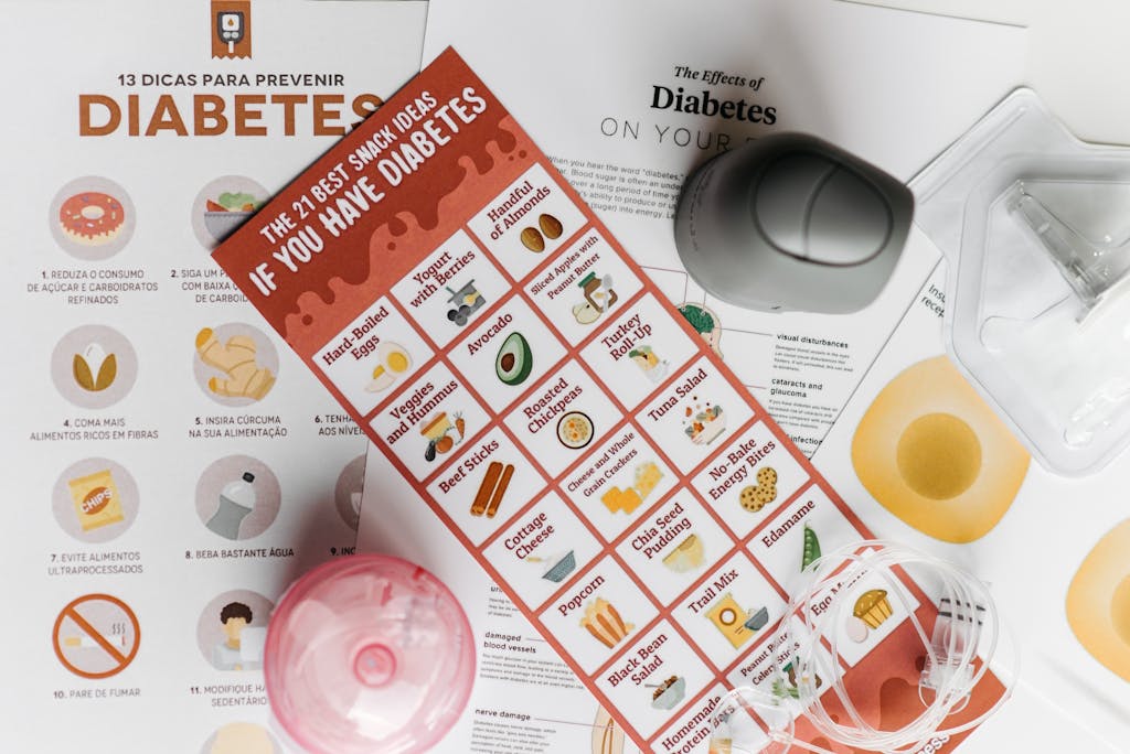 Well Health Tips in Hindi Wellhealthorganic Pamphlets featuring healthy snack choices and diabetes prevention tips.